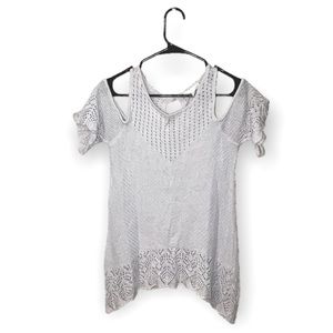 Lauren Conrad white crochet style blouse